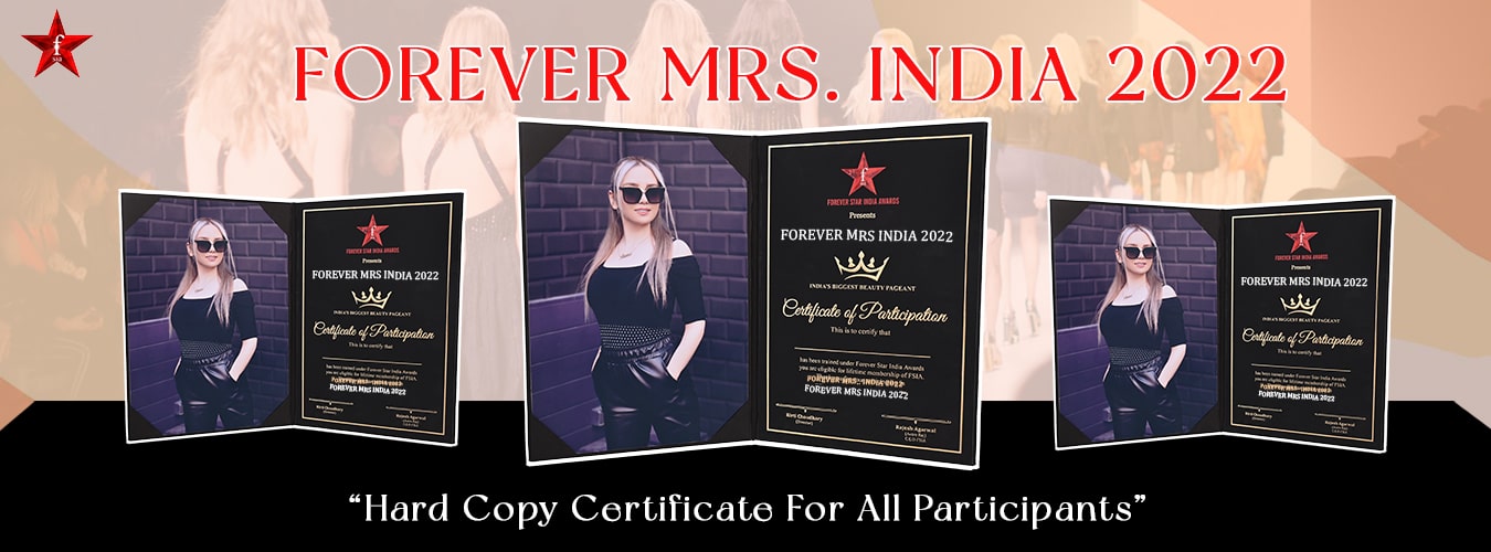 Mrs India 2022 Hard Copy Certificate
